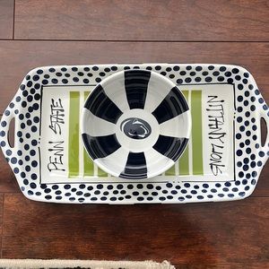 Penn State Stadium serving platter and bowl.